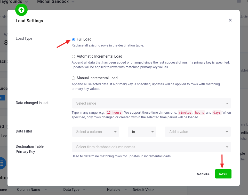 Screenshot - Table Options