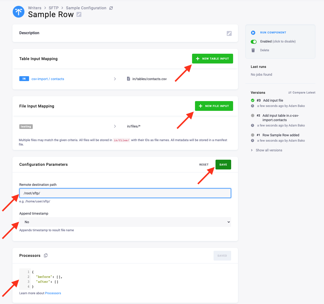 Screenshot - New row configuration